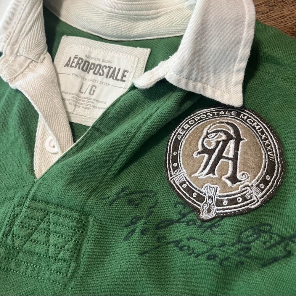 Aeropostale Green Polo with White Accents - Picture 3 of 3